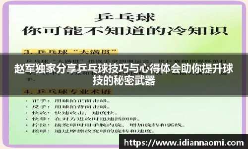 赵军独家分享乒乓球技巧与心得体会助你提升球技的秘密武器